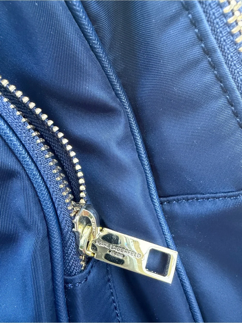 Karl Lagerfeld Navy Backpack with Gold-Tone Logo